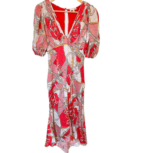 Ronny Kobo Teresa Dress Silk Blend Sheath Red Size S - Picture 4 of 11